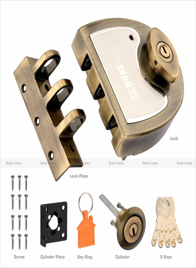 Duke Vertibolt Yoddha |Weather Proof Door Lock| 25-45mm Door Thickness| Easy Installation| 29mm Brass Cylinder| 2CK Lock | Brass Antique - Image 3